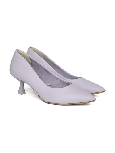 Лодочки сиреневого цвета на каблуке-рюмочке